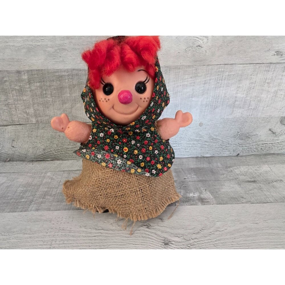 Vintage 1975 Doll Bank Bright Red Hair  Hillbilly Farmer's Wife Made in USA